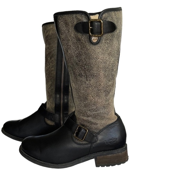 UGG Chancery Black Bomber Stout Biker Boots. Size 8.5 GUC - Picture 5 of 14